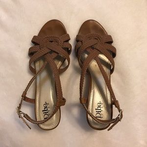 Brown Braided Wedges. Size 6.5